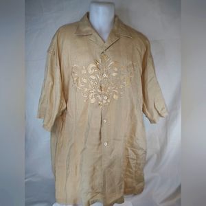 Vintage Mens embroidered button down camp shirt 3XL by Syllables